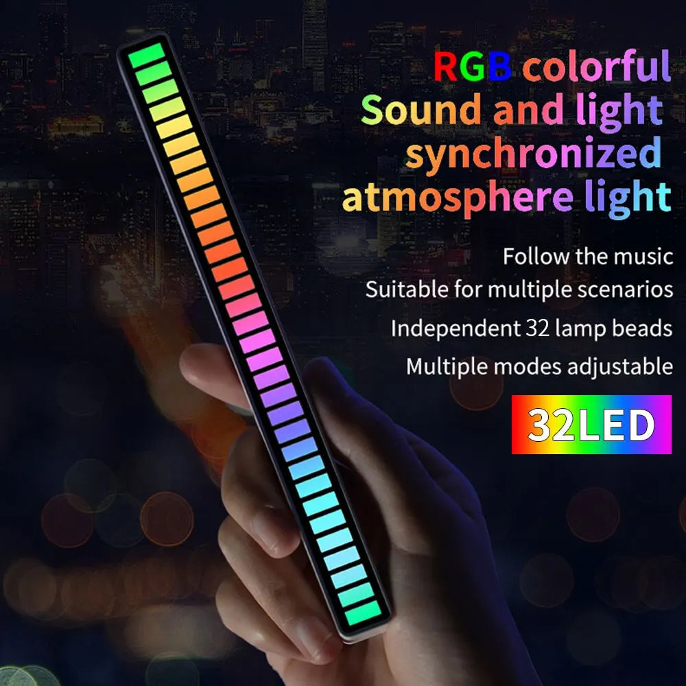 Smart RGB Pickup Lamp 32 LED Sound Control Lights